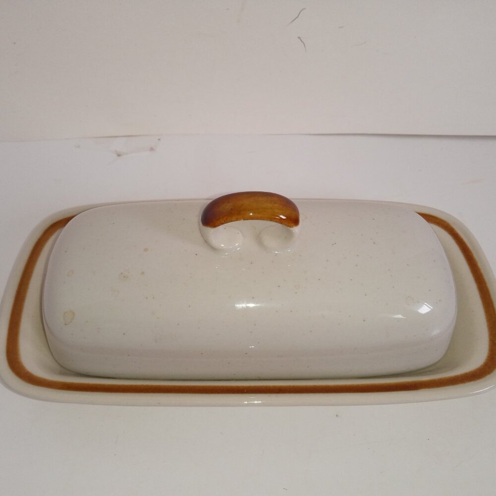 Vintage Mountain Wood Collection Japan Covered Butter Dish Ceramic